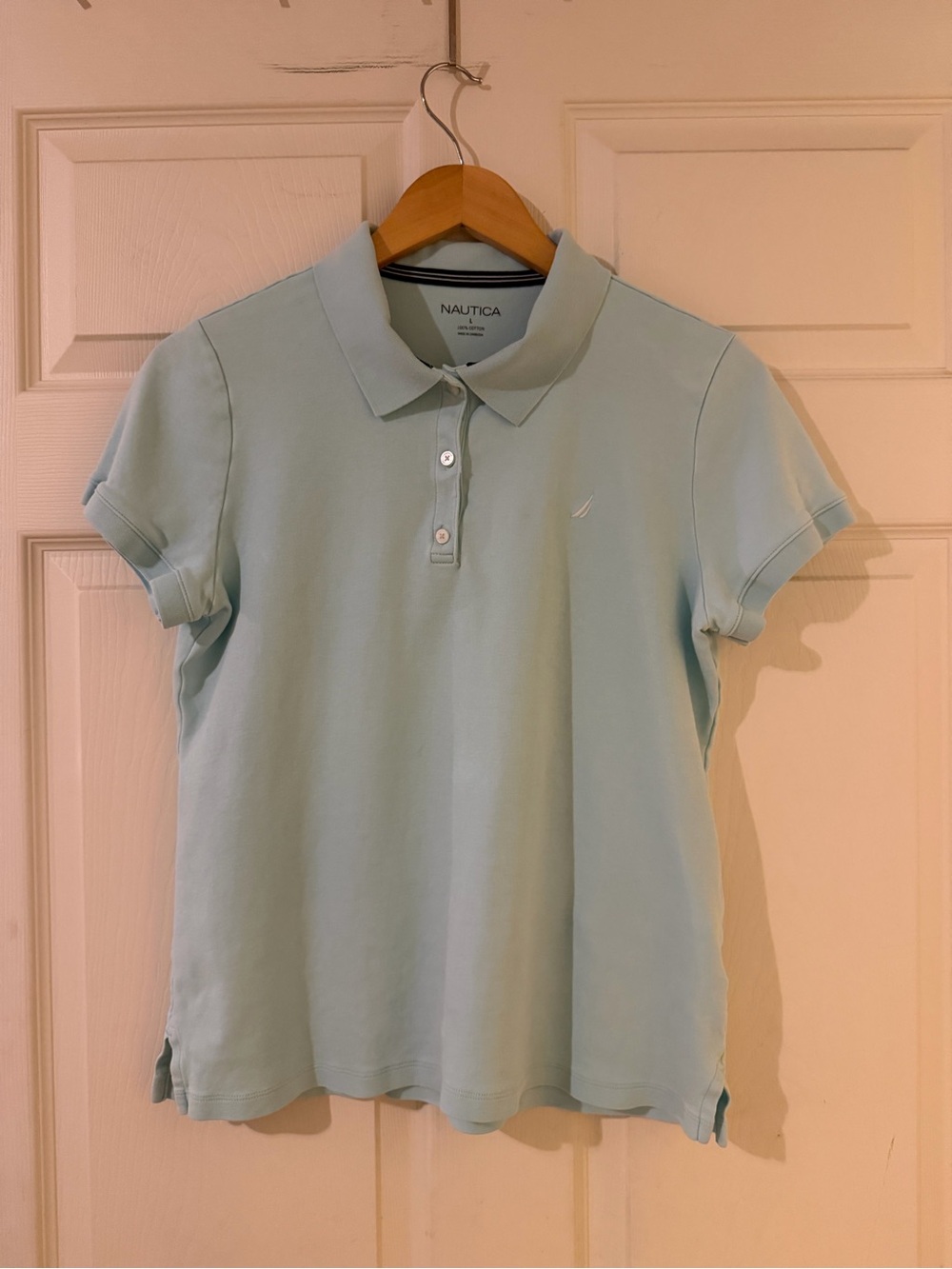 Nautica Women's Pale Blue Short Sleeve Polo